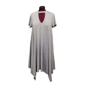 Torrid Women's Gray Short Sleeves Choker Neck Strap Uneven Hem Dress Sz 1X(14/16